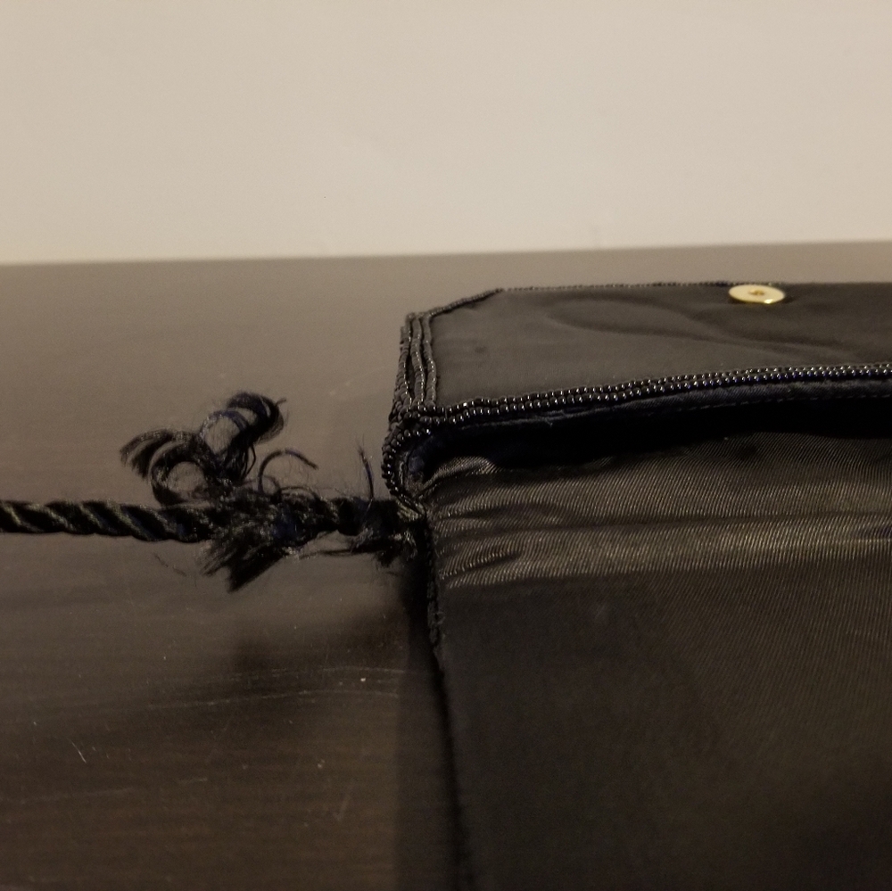 VINTAGE BEADED CLUTCH PROM WEDDING COCKTAIL BLACK TIE EVENING BAG 80S PREPPY VTG - Picture 9 of 9